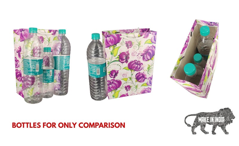 Arrow Paper Purple Flower Design Gift Bags for Gifting, Weddings, Birthday,Holiday Presents(28 cm x 20 cm x 7.5 cm,Pack of 10) - Image 4