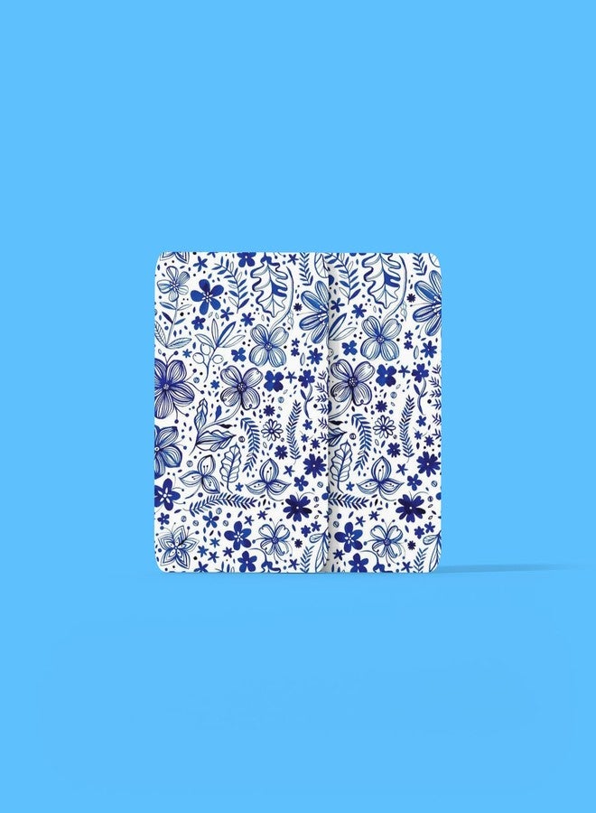 Tajnan Blue Blossom Floral Coasters - Elegant Navy & White Botanical Pattern, Set of 6 - Image 4