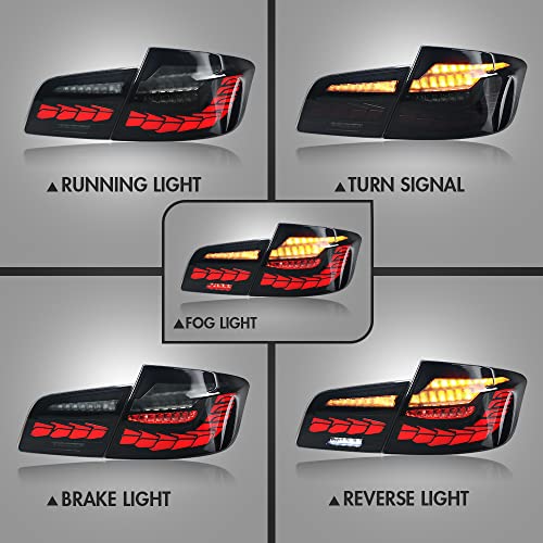 T T-ABC New Taillights Compatible with 2011-2017 BMW F10 GTS Tail Lights 528i 535i 550i 535d xdrive Smoked Rear Light Assembly Accessories Sequential Signals Animation Custom Back Replacement (Smoke) - Image 3