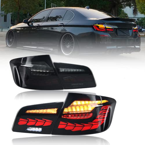 T T-ABC New Taillights Compatible with 2011-2017 BMW F10 GTS Tail Lights 528i 535i 550i 535d xdrive Smoked Rear Light Assembly Accessories Sequential Signals Animation Custom Back Replacement (Smoke) - Image 1