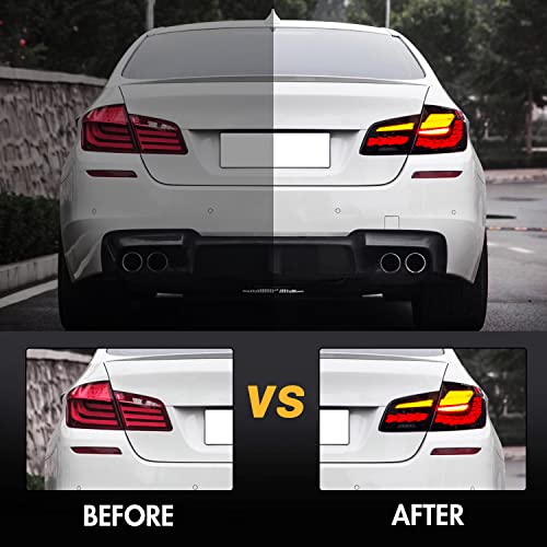 T T-ABC New Taillights Compatible with 2011-2017 BMW F10 GTS Tail Lights 528i 535i 550i 535d xdrive Smoked Rear Light Assembly Accessories Sequential Signals Animation Custom Back Replacement (Smoke) - Image 2