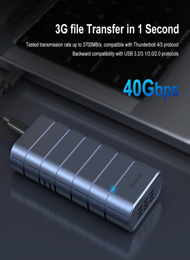 جودو علبة أقراص صلبة GODO 40Gbps M.2 NVMe SSD، مصنوعة من الألومنيوم، من النوع C، بسعة 8 تيرابايت، مزودة بمنفذ USB 4.0، سهلة التركيب بدون أدوات، تدعم أحجام SSD 2230/2280 B+M /M-Key، متوافقة مع Thunderbolt 4/3/USB 4/3.2/3.1/3.0/2.0 - Image 3