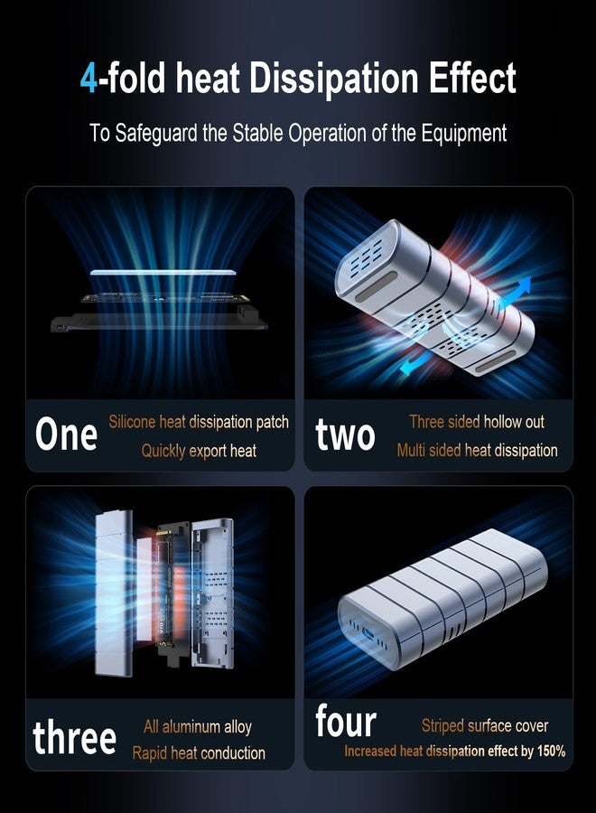 جودو علبة أقراص صلبة GODO 40Gbps M.2 NVMe SSD، مصنوعة من الألومنيوم، من النوع C، بسعة 8 تيرابايت، مزودة بمنفذ USB 4.0، سهلة التركيب بدون أدوات، تدعم أحجام SSD 2230/2280 B+M /M-Key، متوافقة مع Thunderbolt 4/3/USB 4/3.2/3.1/3.0/2.0 - Image 4