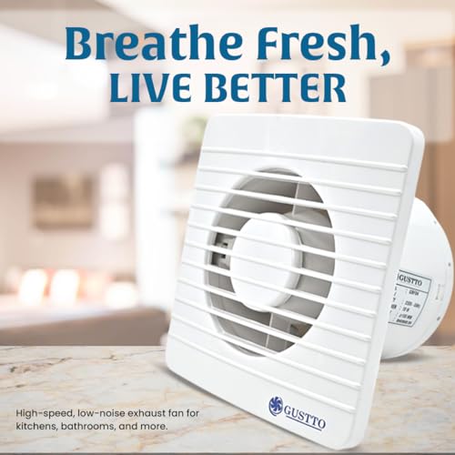 Gustto BreezeFlow 200mm Exhuast Fan | Efficient, Hi-Speed,low Noise, 100% Copper Motor | Easy-to-Clean | Ideal for Kitchen, Bathroom, Office & Garage - Image 4