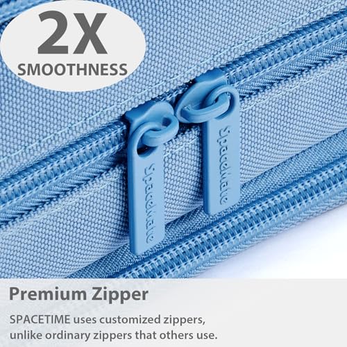 SPACEMATE Pencil Case Pouch Box Bag School Supplies Girls Boys Kids, Cute Preppy Stuff Big Capacity Aesthetic Pen Organizer, Back to College Stationary, Cornflower Blue, Extra Large Style, 2300ml - Image 4
