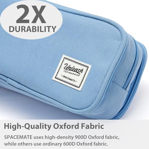 SPACEMATE Pencil Case Pouch Box Bag School Supplies Girls Boys Kids, Cute Preppy Stuff Big Capacity Aesthetic Pen Organizer, Back to College Stationary, Cornflower Blue, Extra Large Style, 2300ml - Image 3