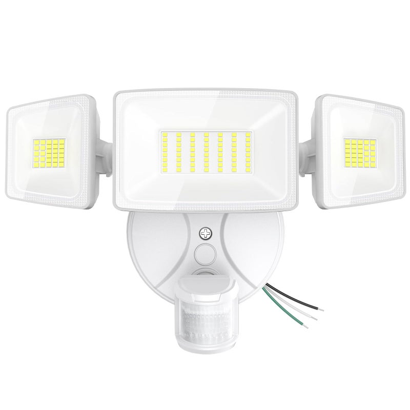 Onforu 75W LED Flood Light Motion Sensor Outdoor, 7000lm Dusk to Dawn Flood Light, Security Light with Three Head, IP65 Waterproof Exterior Floodlight, 6500k Wall Light for Entryway Stairs Yard Garage - Image 1