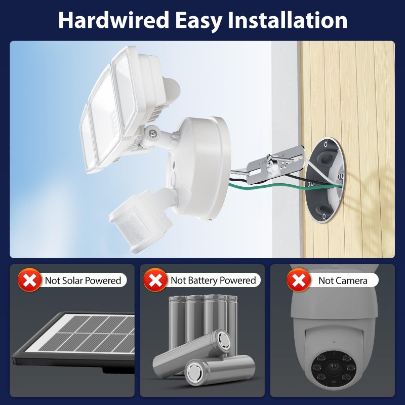 Onforu 75W LED Flood Light Motion Sensor Outdoor, 7000lm Dusk to Dawn Flood Light, Security Light with Three Head, IP65 Waterproof Exterior Floodlight, 6500k Wall Light for Entryway Stairs Yard Garage - Image 2
