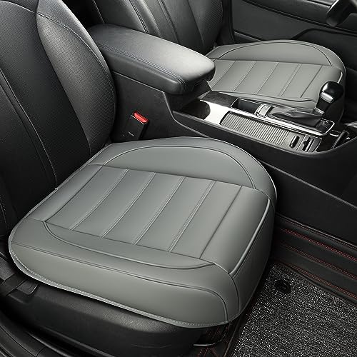 Vankerful 2 Pack Leather Front Car Seat CoversBottom Seat Covers for CarsDriver Car Seat CoverLuxury Seat ProtectorsWaterproofAntiSlipFull Wrapfor Most VehiclesSedanTruckSUVGrey - Image 1