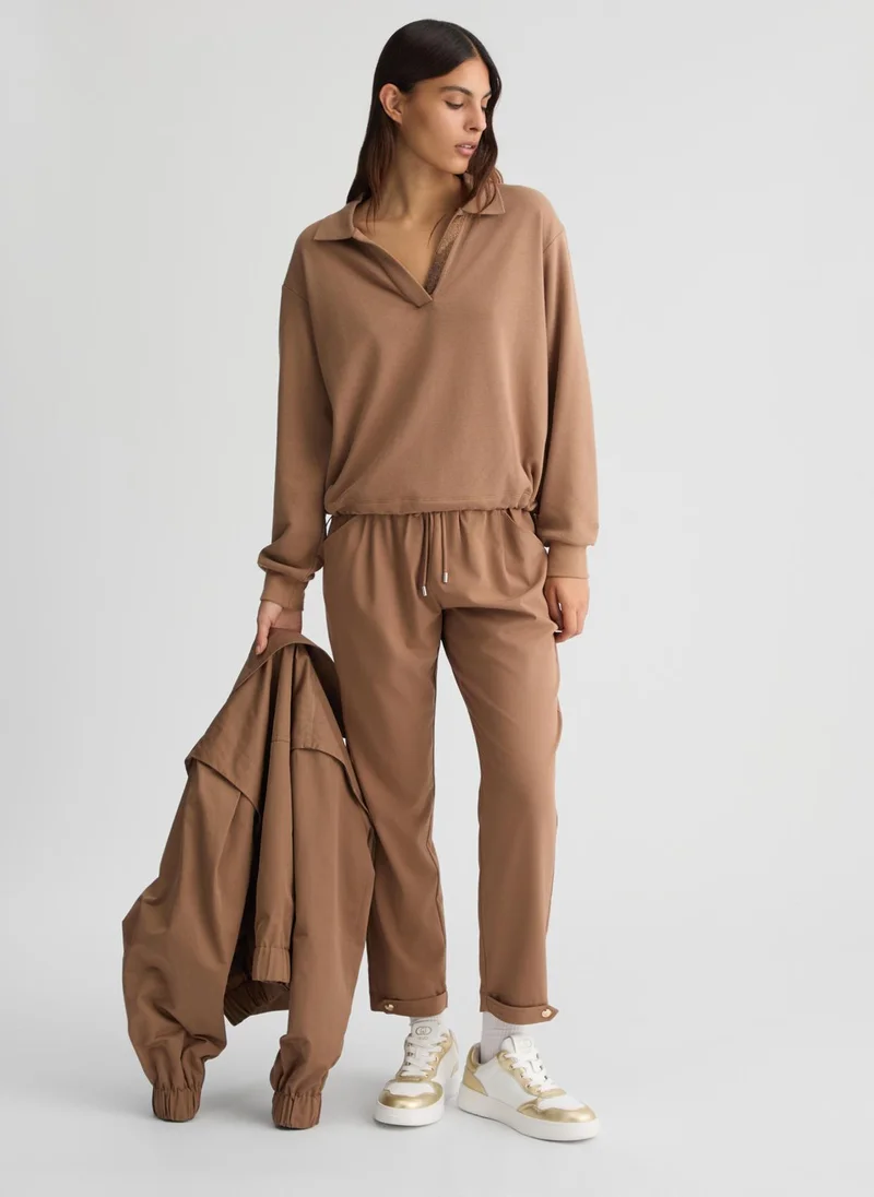 Liu Jo Brown sweatshirt with rhinestones
