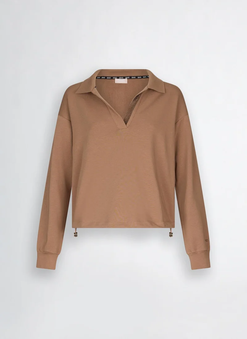 Liu Jo Brown sweatshirt with rhinestones