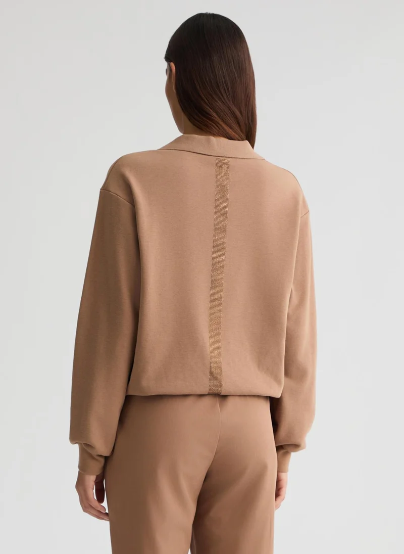 Liu Jo Brown sweatshirt with rhinestones