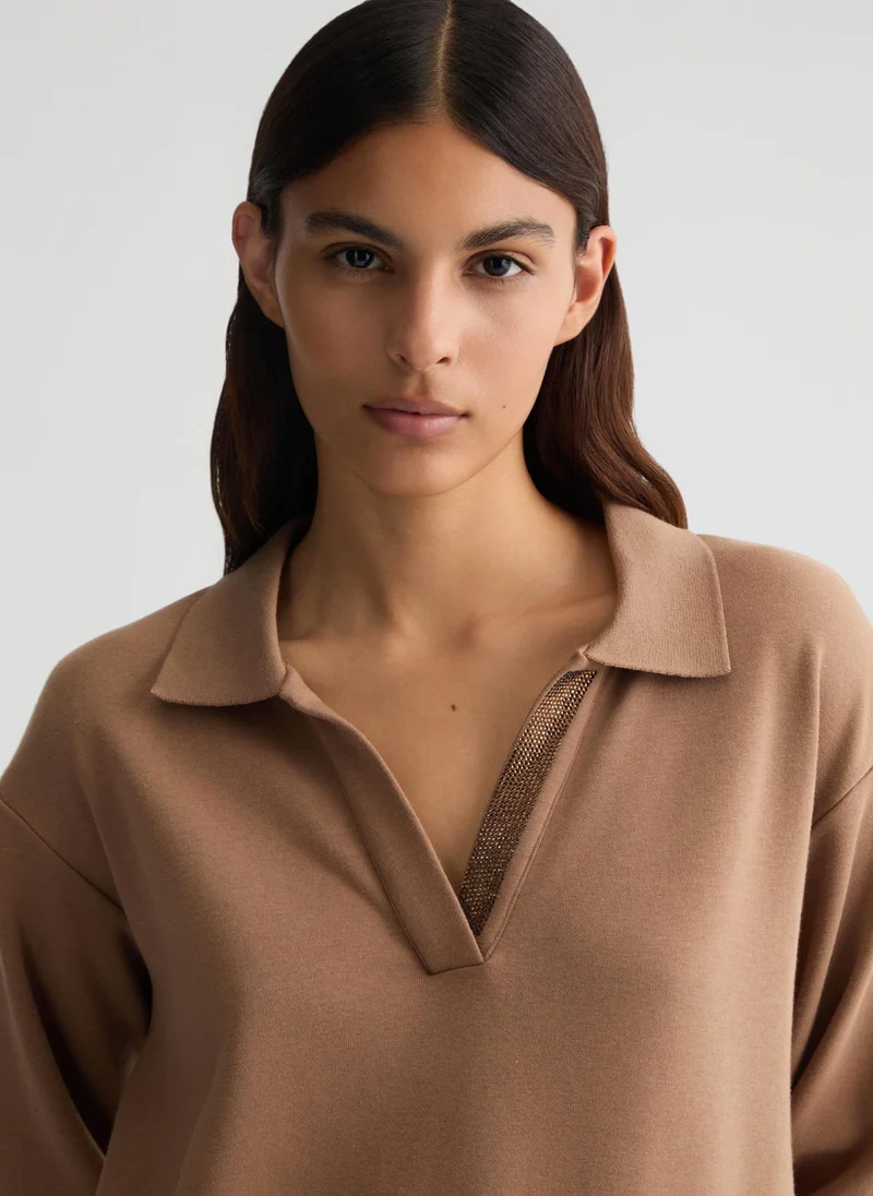 Liu Jo Brown sweatshirt with rhinestones