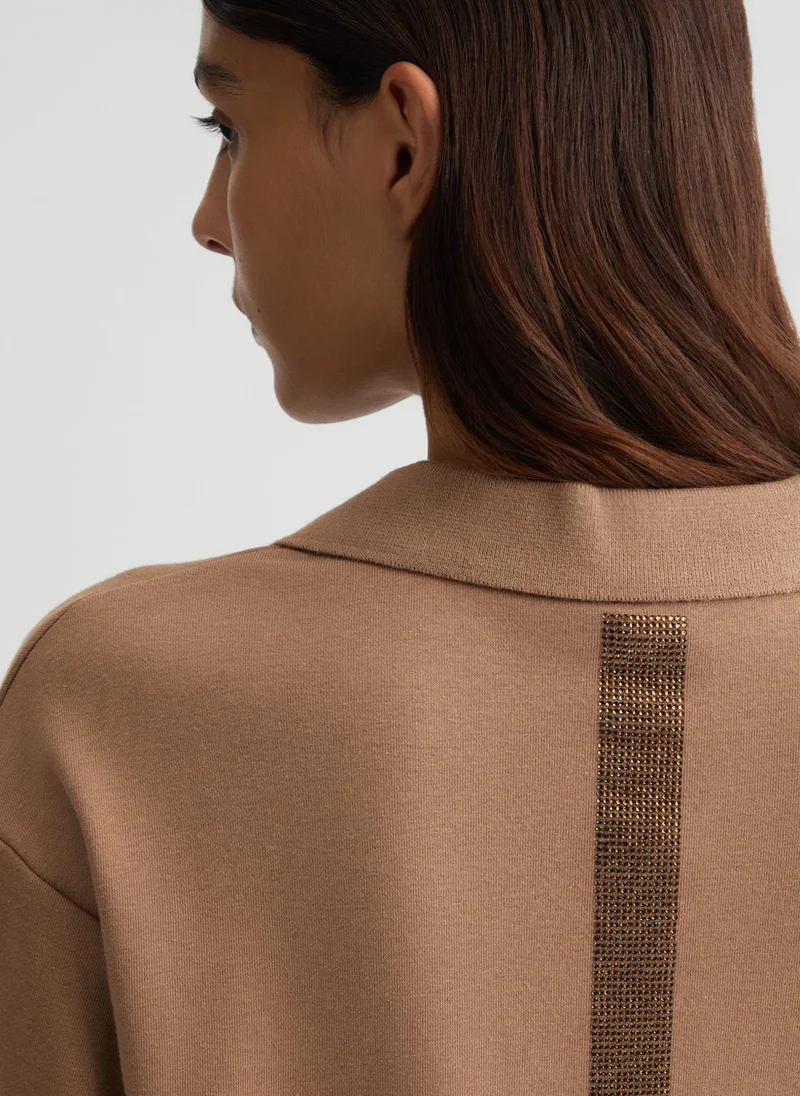 Liu Jo Brown sweatshirt with rhinestones