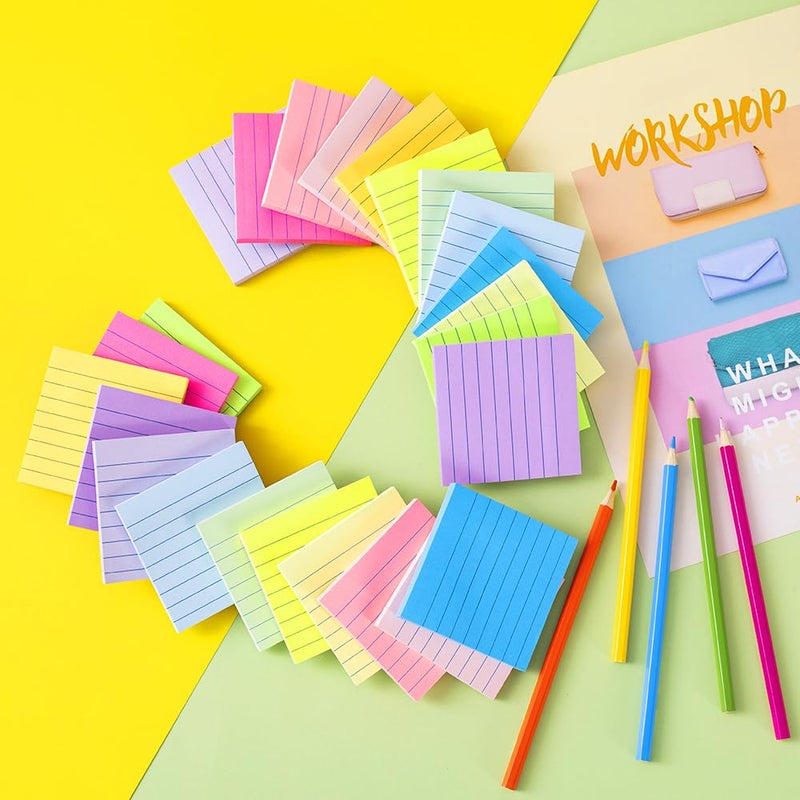 Kozerite (24 Pack) Lined Sticky Notes 3x3 in,Notepads with Lines,Ruled Stickies Super Sticking Power,Office School Memo Note Pads Bright Colors,Post on Windows Doors,Recyclable,Easy to Write on - Image 5