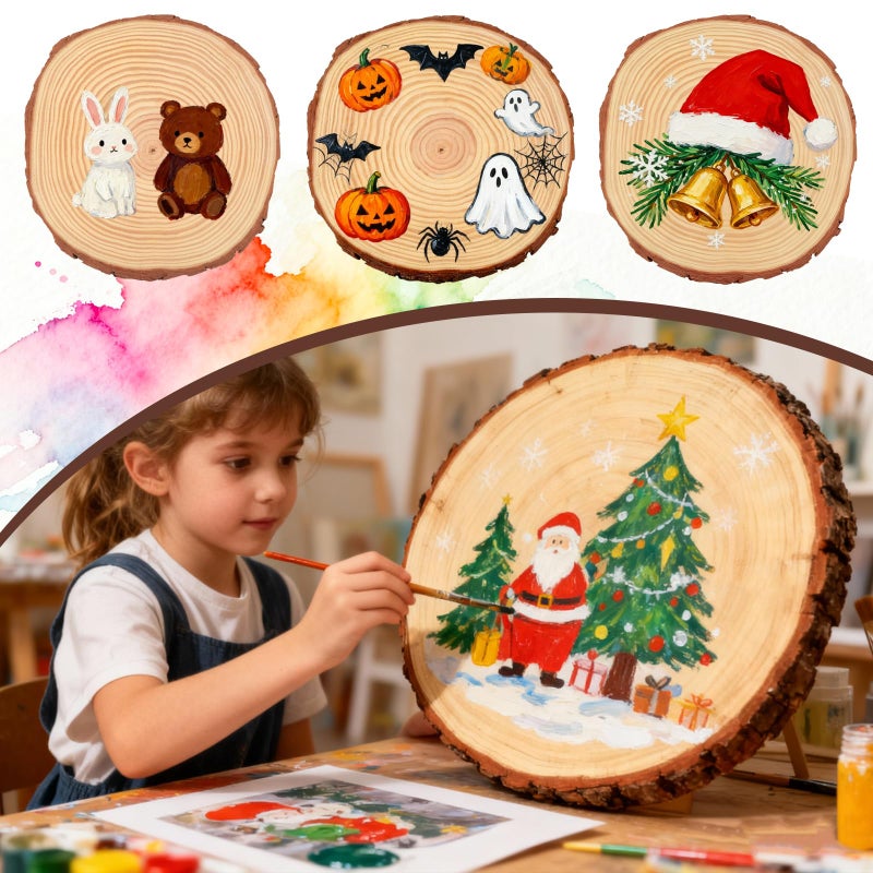 FSWCCK 2 Pack Nature Unfinished Round Wood Slices, 11-13 Inches Wooden Circle, Large Wood Slabs for Weddings Centerpieces Decor and DIY Painting Crafts (11"-13") - Image 4