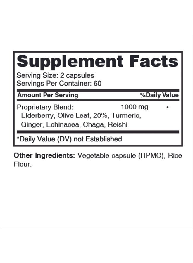 healblend Immune Support Capsules Elderberry with Olive Leaf, Echinacea, Ginger, Chaga & Turmeric Blend - High Potency Immunity Boost Supplement - Immune System Booster Supplement - [120 Capsules] - Image 4