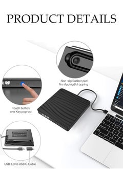 DUNISO External DVD Drive,Portable CD Player, Burner, Reader/Writer, With Type C Interface, Suitable For Laptops And Desktop Computers, Can Read Videos, Music，Black  - Image 3