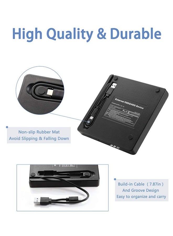 External DVD Drive,Portable CD Player, Burner, Reader/Writer, With Type C Interface, Suitable For Laptops And Desktop Computers, Can Read Videos, Music，Black