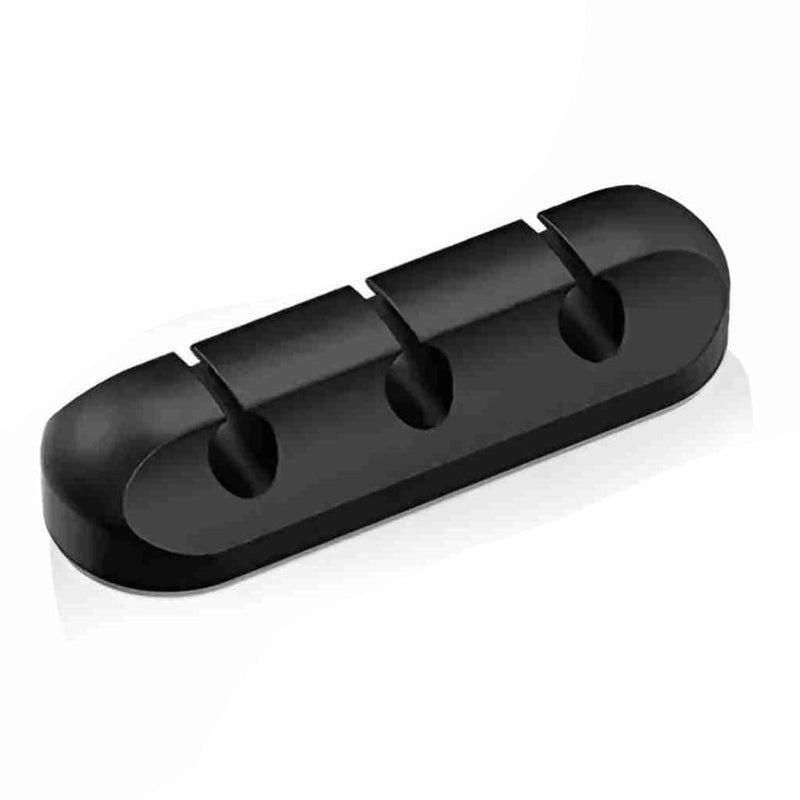 oddpod Pack of 3 Silicone Wire TidySelf Adhesive Desk Cable Cord Holder for Charging Power USB Cables 3 Slots Black - Image 2