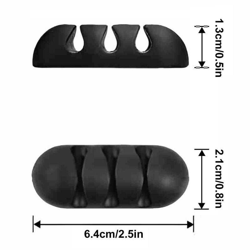 oddpod Pack of 3 Silicone Wire TidySelf Adhesive Desk Cable Cord Holder for Charging Power USB Cables 3 Slots Black - Image 3
