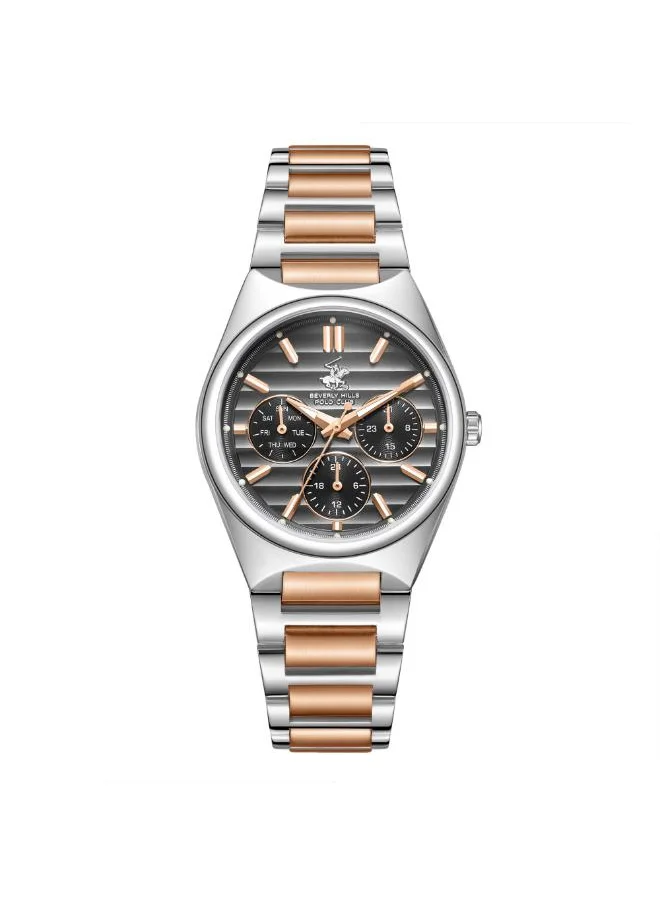 BEVERLY HILLS POLO CLUB BEVERLY HILLS POLO CLUB BP3746C.360 Women's Multi Function Display Watch & Metal Strap Silver/Rose Gold