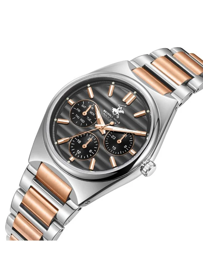 BEVERLY HILLS POLO CLUB BEVERLY HILLS POLO CLUB BP3746C.360 Women's Multi Function Display Watch & Metal Strap Silver/Rose Gold