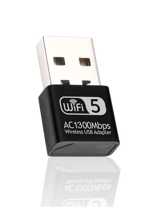 1300Mbps USB WiFi Adapter, Micro Wi-Fi Antenna for PC, Dual Band with USB 3.0 and Strong Signal, WiFi Dongle Receiver Support Windows 11/10/ XP/Vista/7/8/8.1 Mac OS X 10.6-10.15