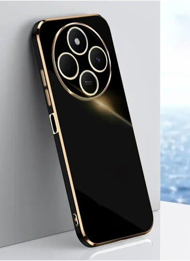 Generic Case Cover for Redmi 14C 4G/Xiaomi POCO C75 4G, Luxury Plating Soft Back Cover, Raised Full Camera Protection, Slim Thin TPU Mobile Phone Case, Black  - Image 1