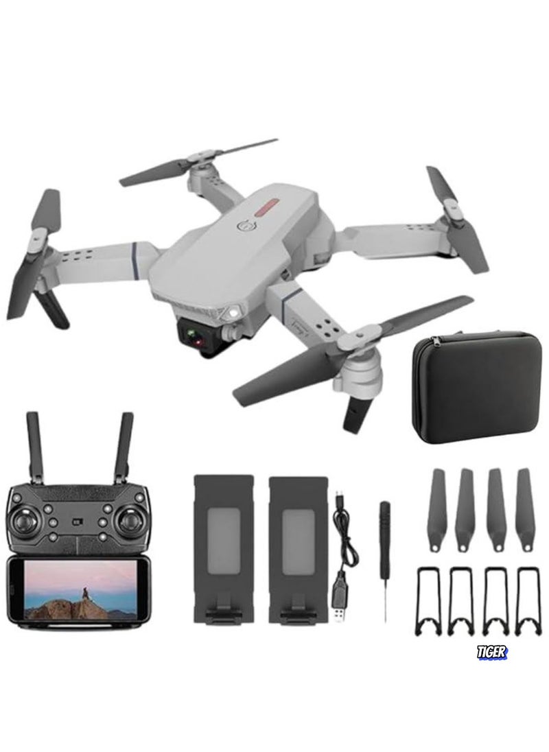TIGER - Foldable Quadcopter Drone with 360° Roll – 150m Range, Dual HD Camera Lenses, 25-30 Min Flight Time, Speed Control, Gesture Manipulation, Optical Flow, Obstacle Avoidance (Grey) - Image 1