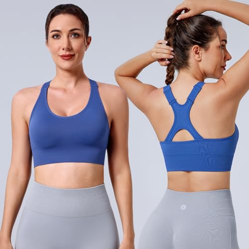 Evercute Adjustable Sports Bras for Women 3/4 Pack Racerback High Support Bras Padded Workout Bras Seamless Yoga Athletic Bra - Image 2
