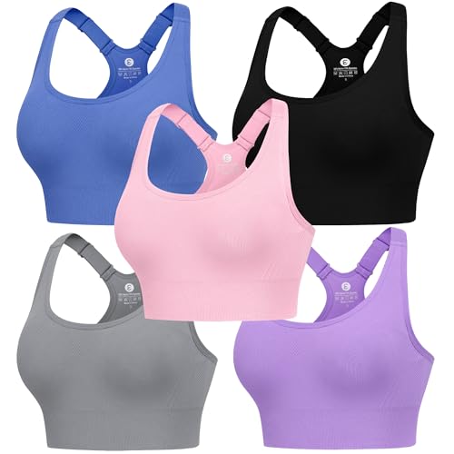 Evercute Adjustable Sports Bras for Women 3/4 Pack Racerback High Support Bras Padded Workout Bras Seamless Yoga Athletic Bra - Image 1