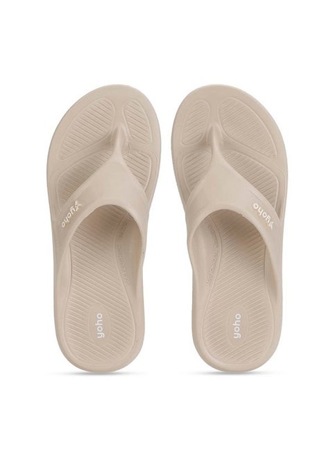 YOHO Drizzle Soft Slippers for Men | Mild Acupressure | Lightweight, Beige, UK 10
