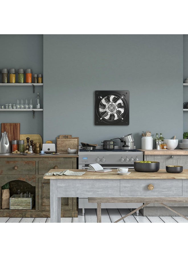 JOUDIYA 10 inch Metal Exhaust Fan 75W 695CFM Through-wall Installation Ventilation Fan Smoke Ventilation for Kitchen, Bathroom, Laundry, Garage Black, with Backdraft Damper - Image 2