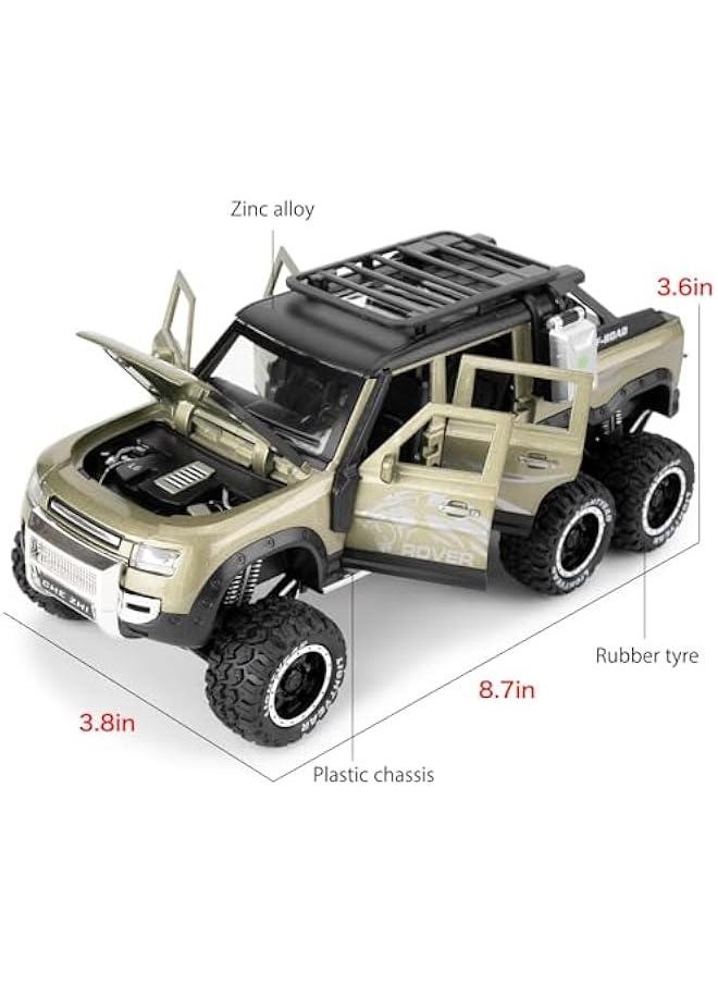 Generic - Toy Car Compatible for 1:24 Land Rover Defender Six Wheels Off Road Pickup Car Model, Pull Back Diecast Truck Collectible Truck with Sounds ＆ Lights for Kids Boys Girls and Adults, Gift Green. - Image 1