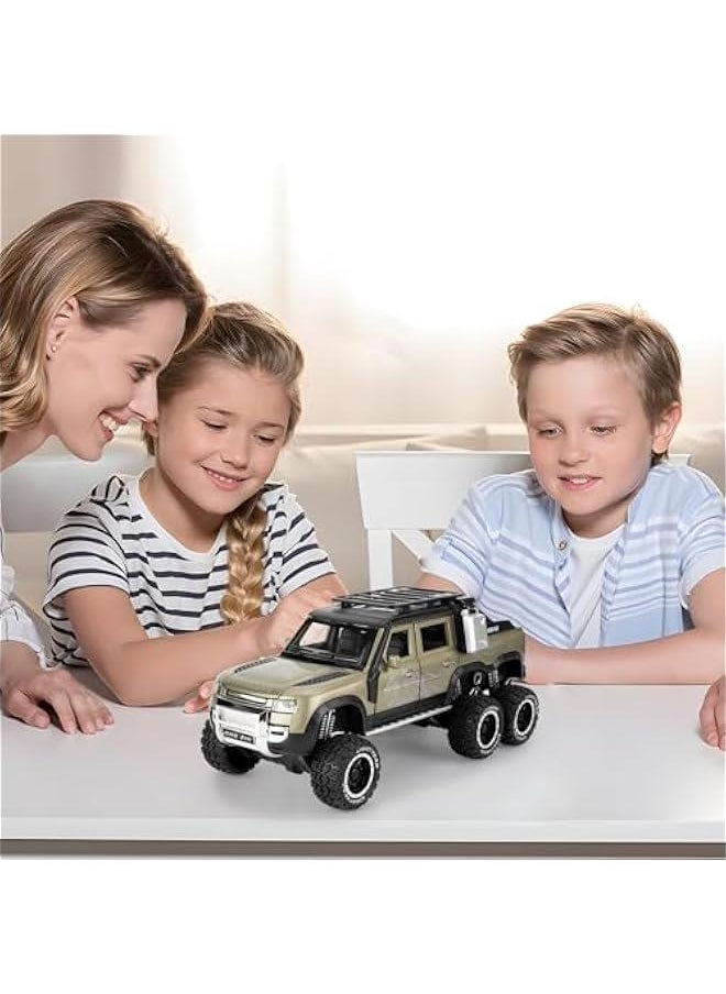Generic - Toy Car Compatible for 1:24 Land Rover Defender Six Wheels Off Road Pickup Car Model, Pull Back Diecast Truck Collectible Truck with Sounds ＆ Lights for Kids Boys Girls and Adults, Gift Green. - Image 1