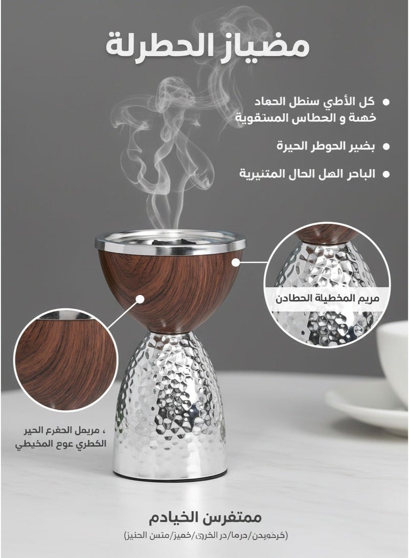 مبخرة رائعة، مبخرة بخور تقليدية، حامل بخور معطر، تصميم مطروق بسيط، عملية طلاء كهربائي، مناسبة لتزيين المنزل، ديكور الغرفة/ديكور الطاولة، قطعة أساسية للعائلة، فضي/هدية تخرج/هدايا عيد الأضحى - Image 3