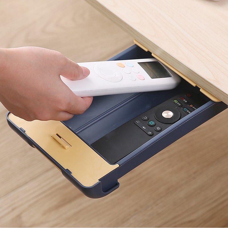 2pcs Self-Adhesive Under Desk Drawer Organizer Under Desk Stationery Storage Drawer - Image 2
