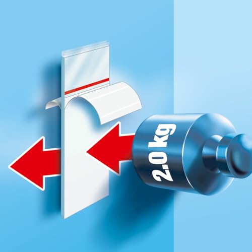 tesa Powerstrips Large, Self-Adhesive Strips - Double-Sided Strips Suitable for Flat and Smooth Surfaces - Holds Objects up to 2 kg - Pack of 10 Powerstrips - Image 4