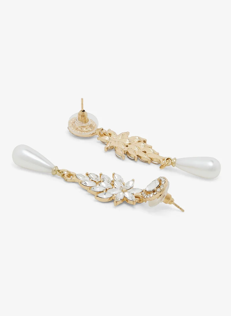 Ella Limited Edition Gold Accent With Pearl Detail Drop Down Earrings