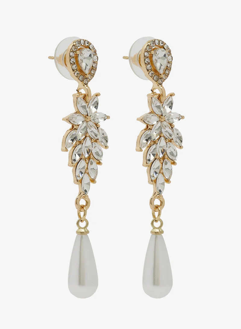 Ella Limited Edition Gold Accent With Pearl Detail Drop Down Earrings