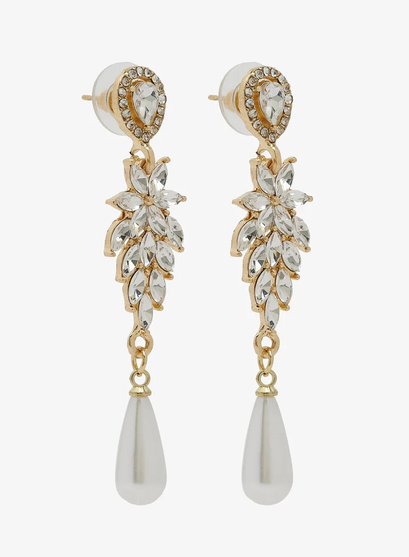 Ella Limited Edition Gold Accent With Pearl Detail Drop Down Earrings