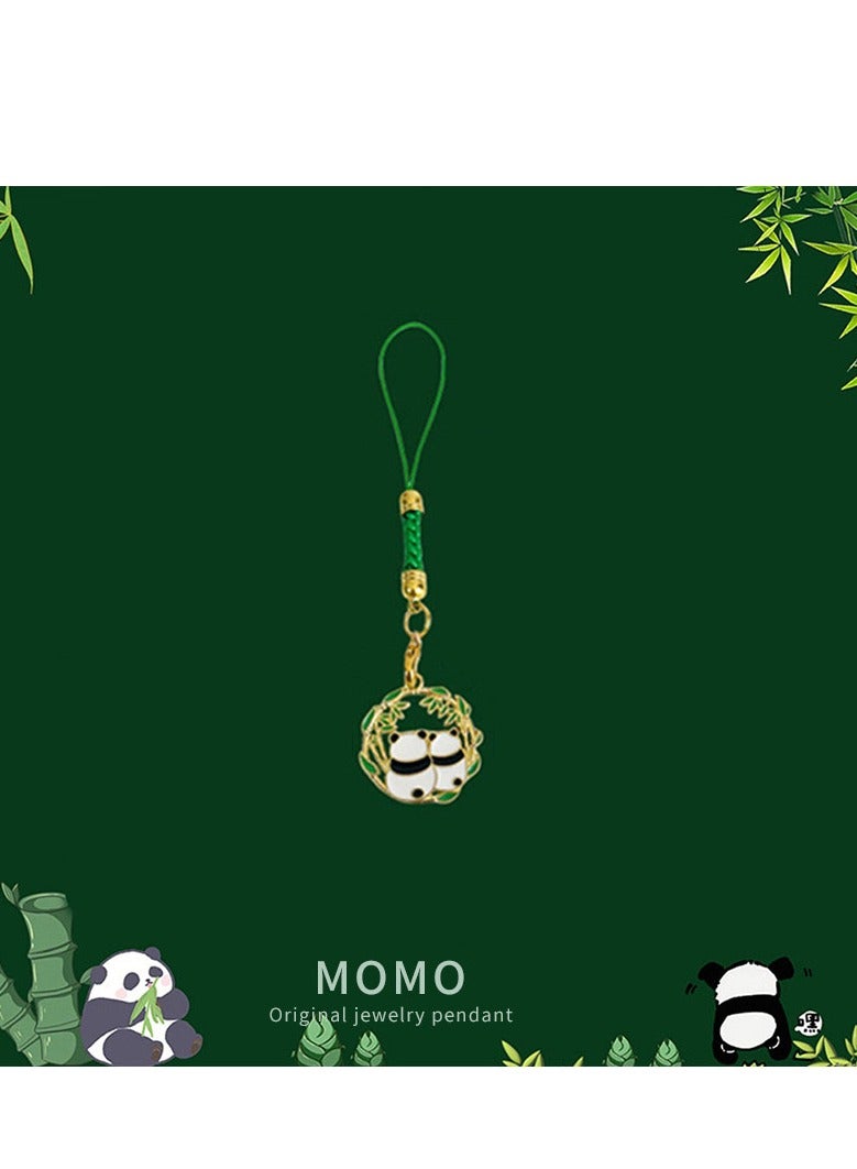 النمط الصيني من الباندا -الخيزران المنسوجة سلسلة مفاتيح، سلسلة هاتف، حقيبة، قلادة صغيرة، هدية تذكارية ثقافية وإبداعية لسيتشوان تشنغدو -نمط الزوجين