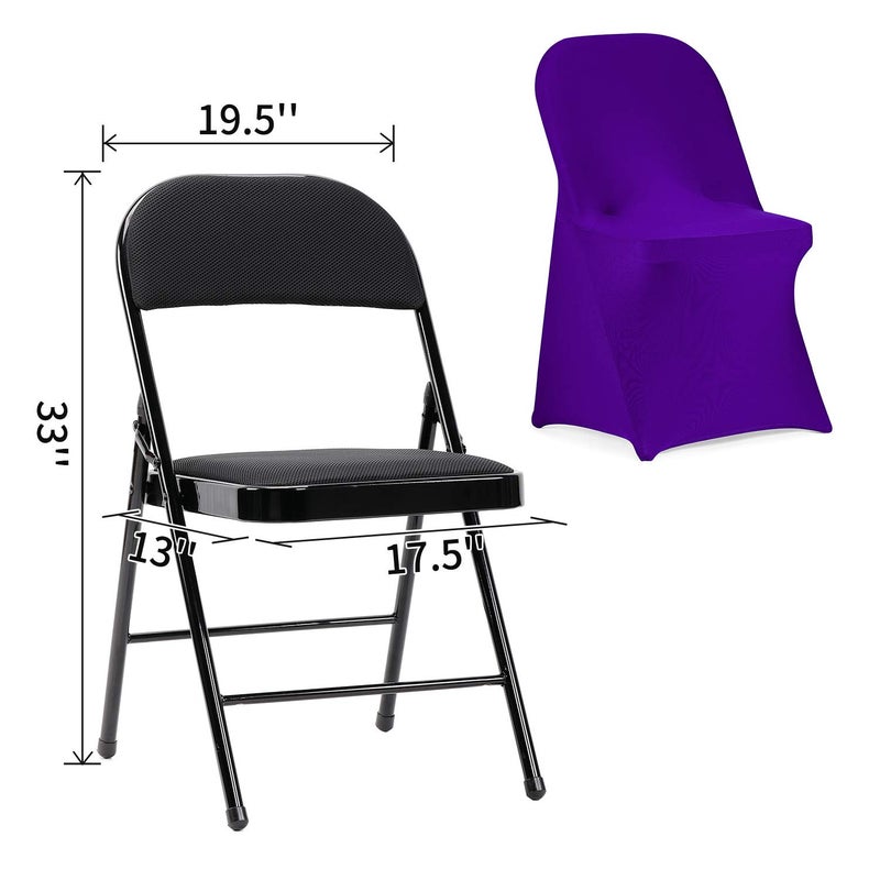Peomeise Stretch Spandex غطاء كرسي قابل للطي لحفل حفلات تناول الطعام في حفل زفاف (Purple 12pcs) - Image 5