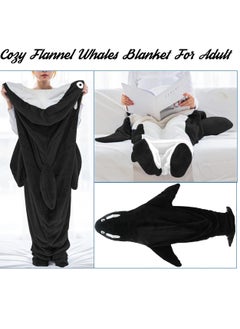 Excefore Wearable Whales Blanket, Wearable Shark Blanket Hoodie, Whale Blanket for Adult Kids, Super Soft Cozy Flannel Wearable Blanket Hoodie, for Girls Interesting Blanket Gifts, L  - Image 4