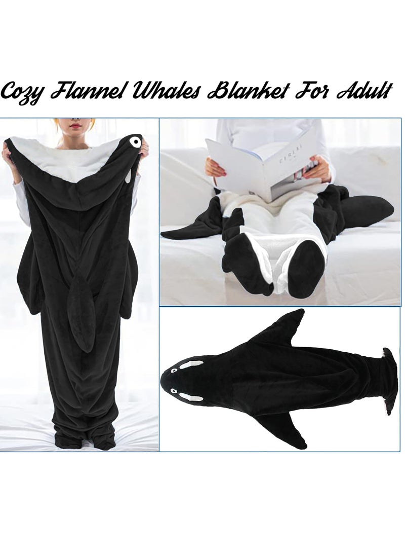 Excefore Wearable Whales Blanket, Wearable Shark Blanket Hoodie, Whale Blanket for Adult Kids, Super Soft Cozy Flannel Wearable Blanket Hoodie, for Girls Interesting Blanket Gifts, L  - Image 4