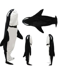 Excefore Wearable Whales Blanket, Wearable Shark Blanket Hoodie, Whale Blanket for Adult Kids, Super Soft Cozy Flannel Wearable Blanket Hoodie, for Girls Interesting Blanket Gifts, L  - Image 3