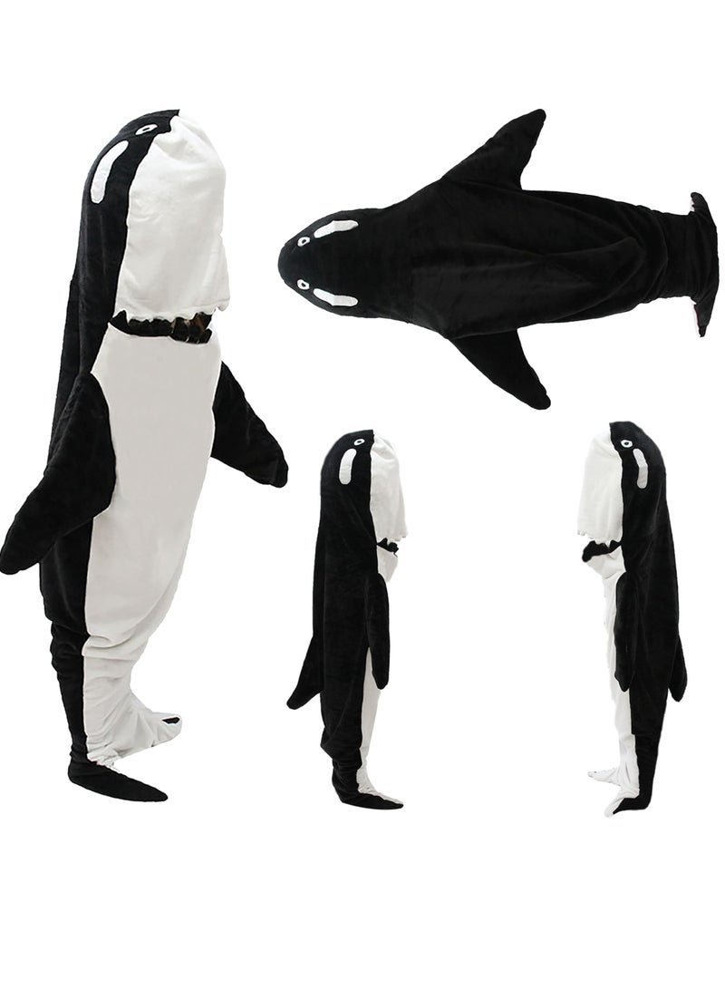 Excefore Wearable Whales Blanket, Wearable Shark Blanket Hoodie, Whale Blanket for Adult Kids, Super Soft Cozy Flannel Wearable Blanket Hoodie, for Girls Interesting Blanket Gifts, L  - Image 3