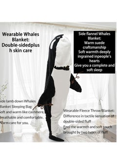 Excefore Wearable Whales Blanket, Wearable Shark Blanket Hoodie, Whale Blanket for Adult Kids, Super Soft Cozy Flannel Wearable Blanket Hoodie, for Girls Interesting Blanket Gifts, L  - Image 2