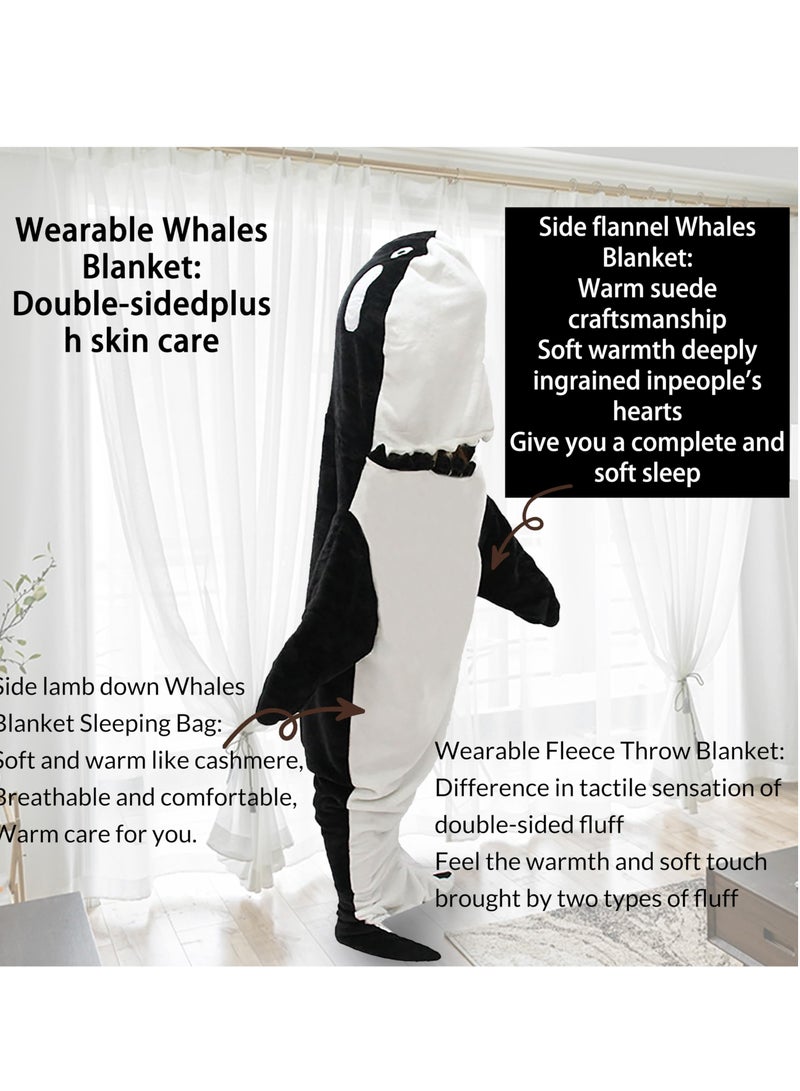 Excefore Wearable Whales Blanket, Wearable Shark Blanket Hoodie, Whale Blanket for Adult Kids, Super Soft Cozy Flannel Wearable Blanket Hoodie, for Girls Interesting Blanket Gifts, L  - Image 2